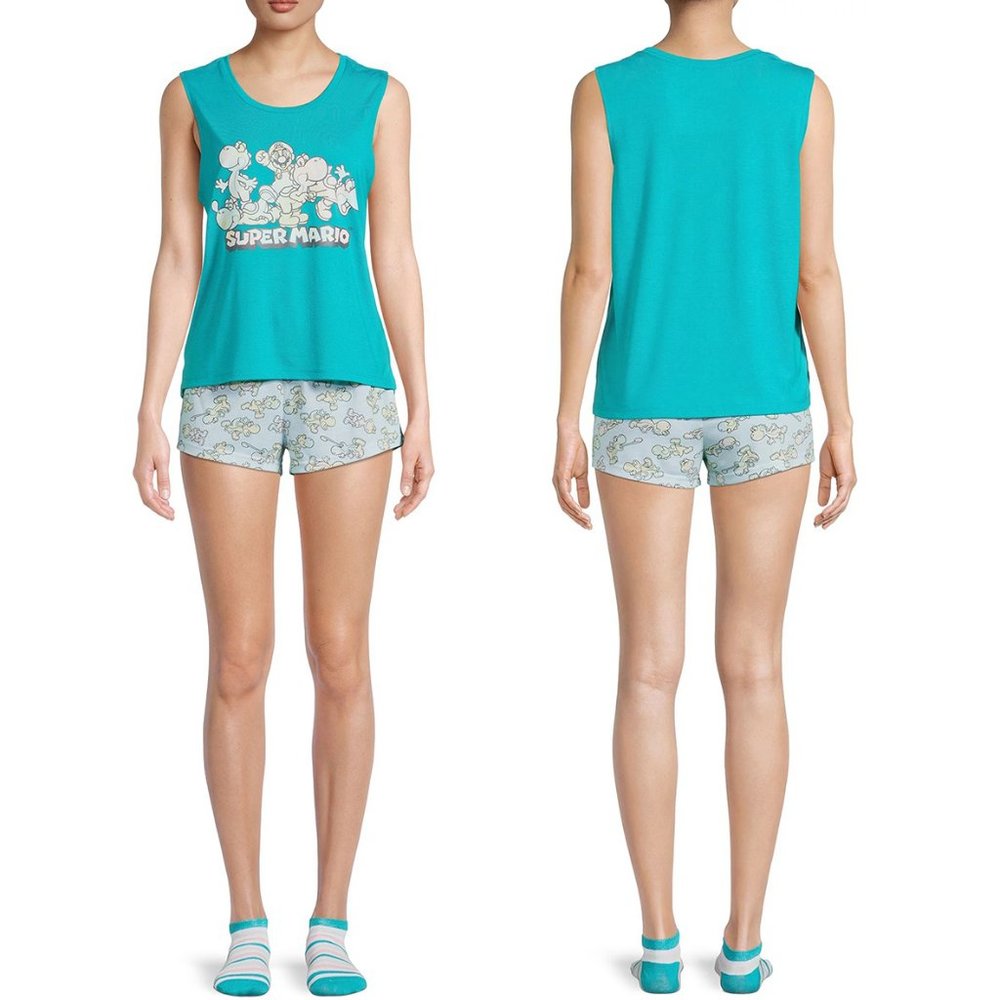 NWT - Super Mario Women's Tank Top, Shorts and Socks, 3-Piece Sleep Set Size 3X